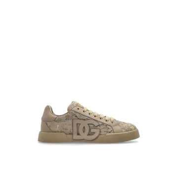 Beige DG Logo Lace Detailed Portofino Sneakers
