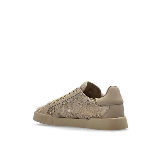 Beige DG Logo Lace Detailed Portofino Sneakers