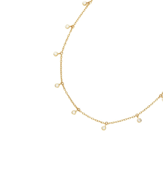 Gold Interstellar Pave Drop Choker Necklace