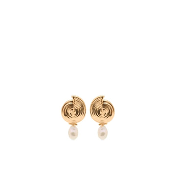 Gold Spiral Detachable Pearl Drop Earrings