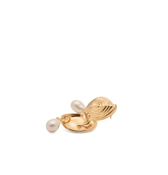 Gold Spiral Detachable Pearl Drop Earrings