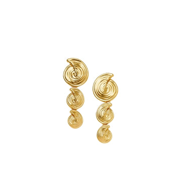 Gold Spiral Statement Drop Earrings