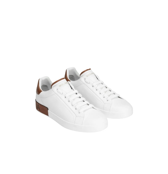 Tobacco Brown Heel Counter White Portofino Sneakers