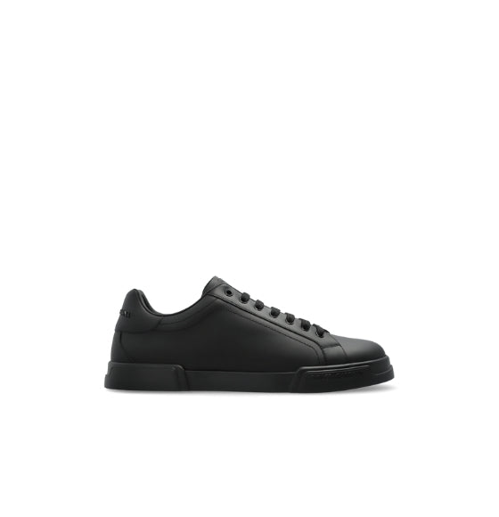 Black Minimal Portofino Leather Sneakers