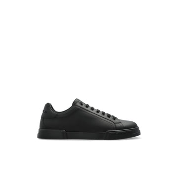 Black Minimal Portofino Leather Sneakers