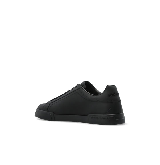 Black Minimal Portofino Leather Sneakers