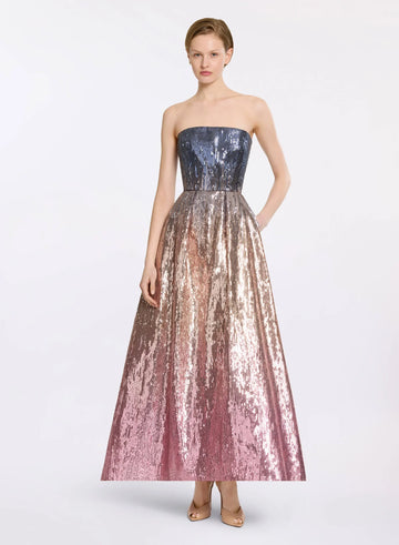 Gradient sequin flared dress