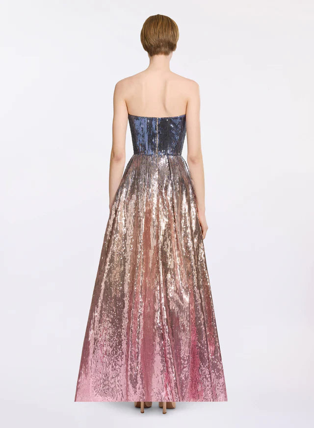 Gradient sequin flared dress