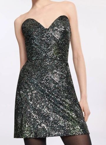Sequin Heart-Shaped Short Dress