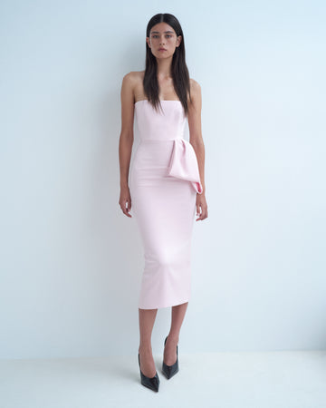 Strapless Dress in Satin Crepe Pink