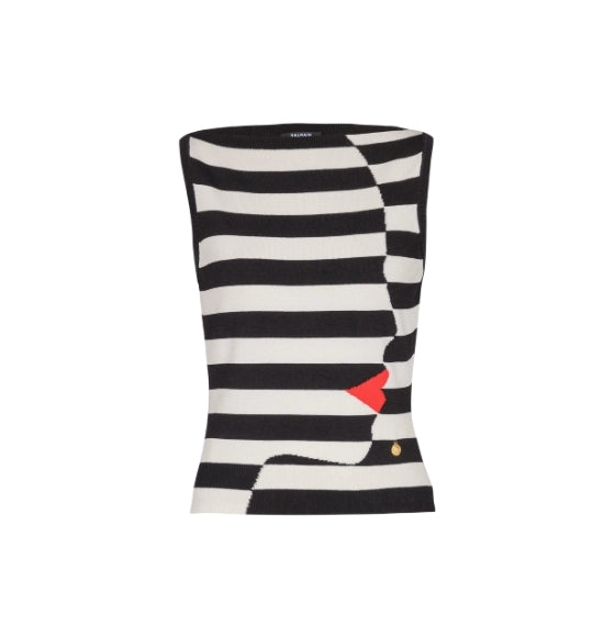 Striped Knit Marinière top with Face Motif