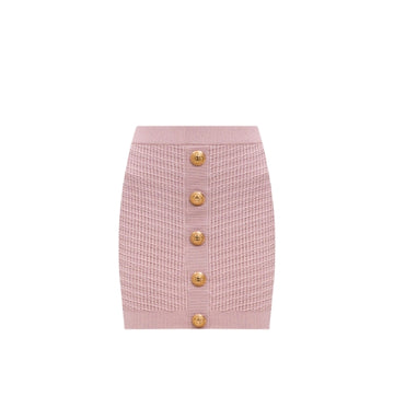 Pink Buttoned Knit Short Skirt