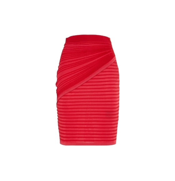 Red Pencil Knit Skirt