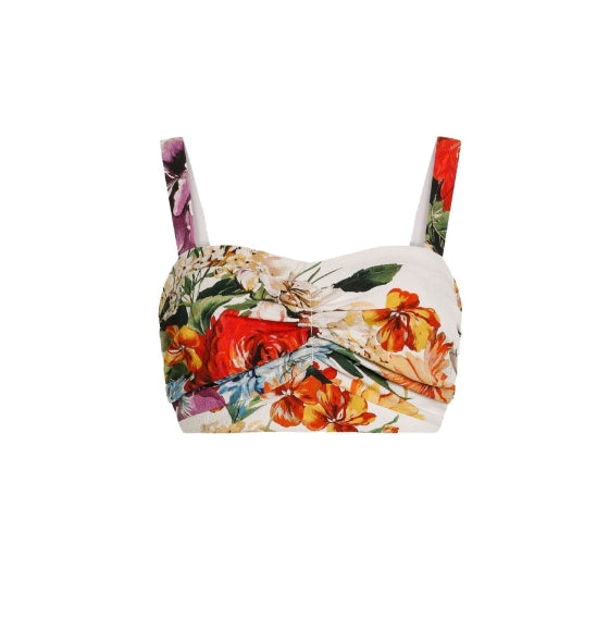 Floral-Print Bustier Top