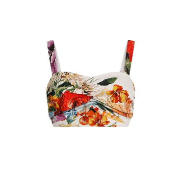 Floral-Print Bustier Top