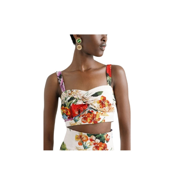 Floral-Print Bustier Top