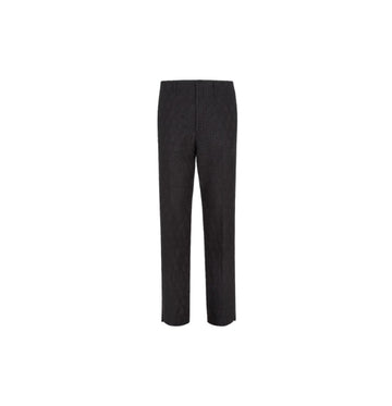 Black Linen FF Jacquard Trousers