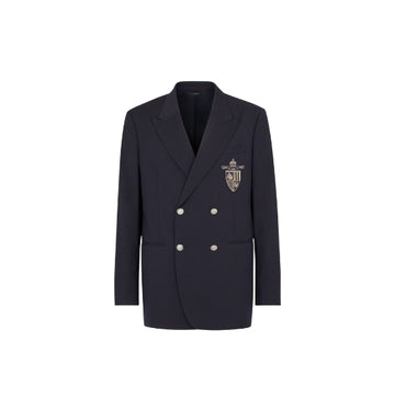 Dark Blue Fendi Crest Double Breasted Blazer