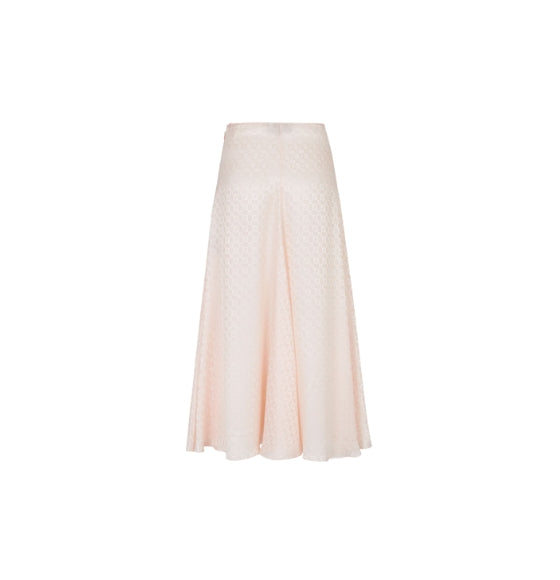 Pink Monogram Jacquard Flared Silk Skirt