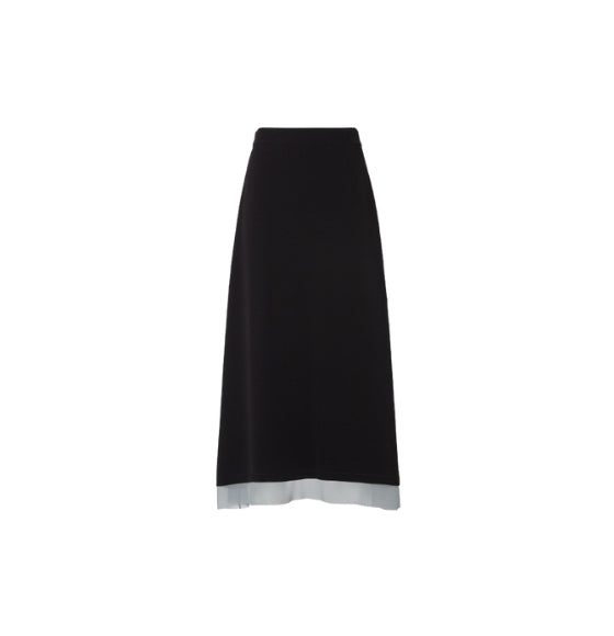 Black Front Bow Fastening Detail Silk Skirt