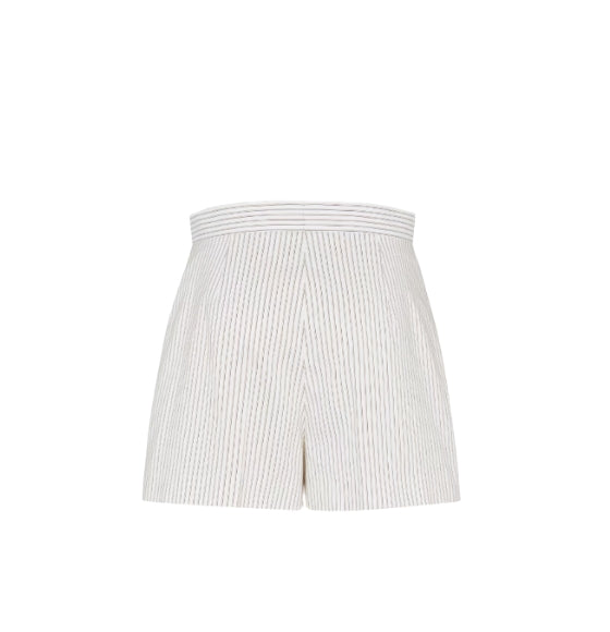 White Striped Fendi Logo Cotton Shorts