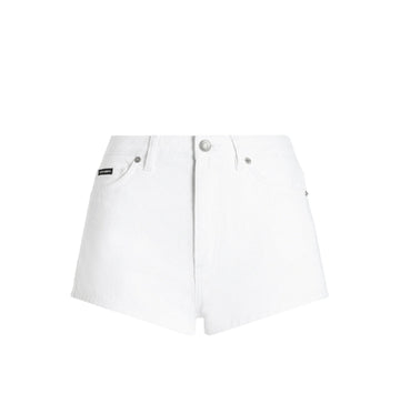White Logo Plaque Denim Shorts