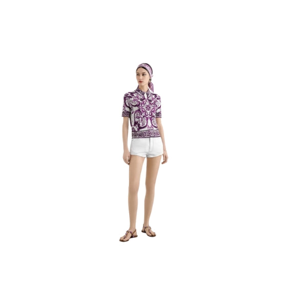 White Logo Plaque Denim Shorts
