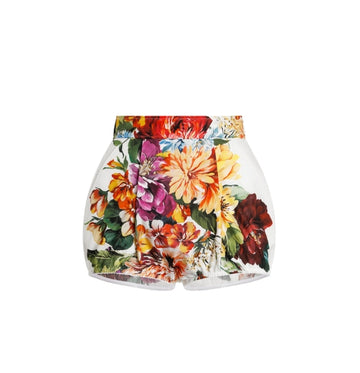 Bouquet-Print Poplin Shorts