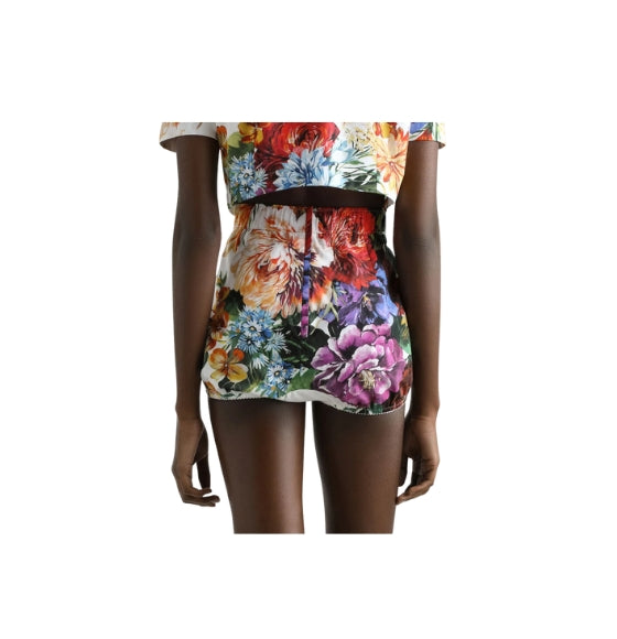 Bouquet-Print Poplin Shorts