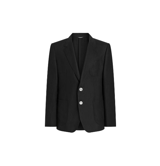 Black Portofino Single-Breasted Linen Blazer