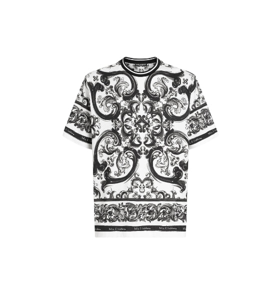 Black Majolica-Print Cotton T-Shirt