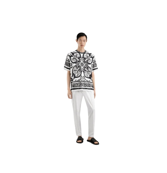 Black Majolica-Print Cotton T-Shirt