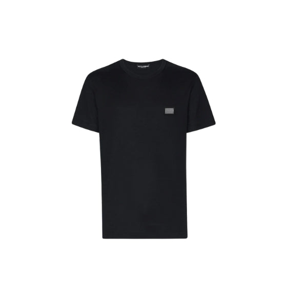 Dark Blue Logo-Plaque Crewneck T-shirt