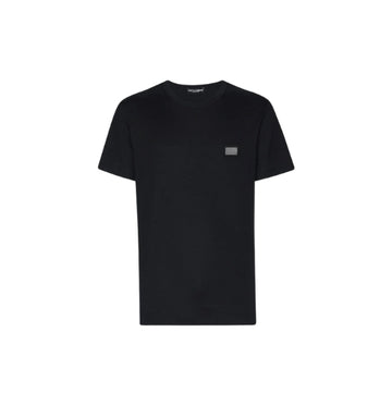 Dark Blue Logo-Plaque Crewneck T-shirt