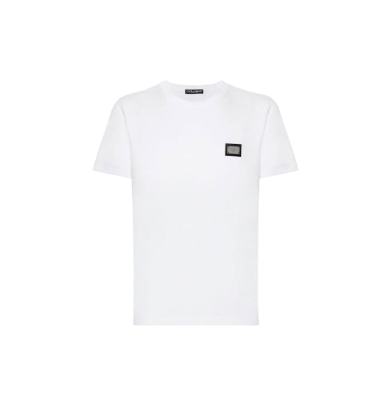 White Logo-Plaque Crewneck T-shirt