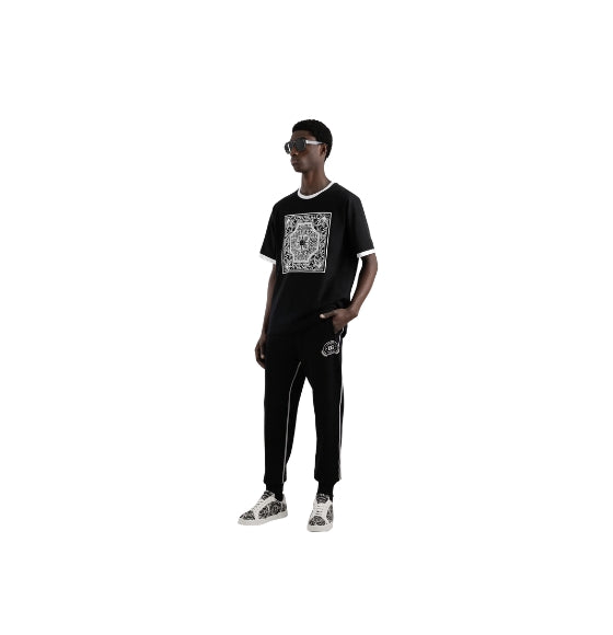 Black & White Majolica Print Regular Fit T-Shirt