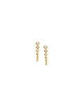 Gold earrings with small diamonds on a white background