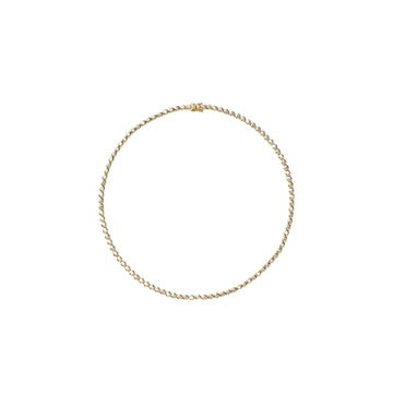 Gold chain necklace on a white background