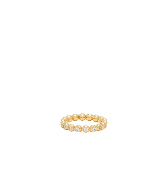 Gold ring with small stones on a white background