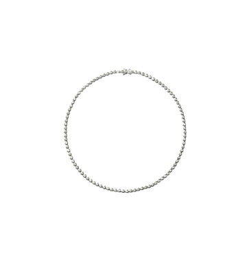 Silver necklace on a white background