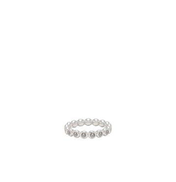 Silver ring with small stones on a white background