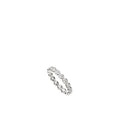 Silver ring with small stones on a white background