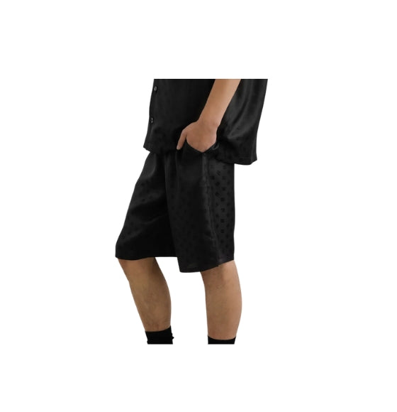 Black All-Over DG-Logo Jacquard Silk Jogging Bermuda