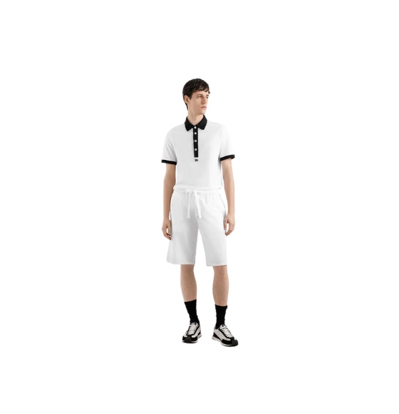 White Cotton PiquÃ© Bermudas