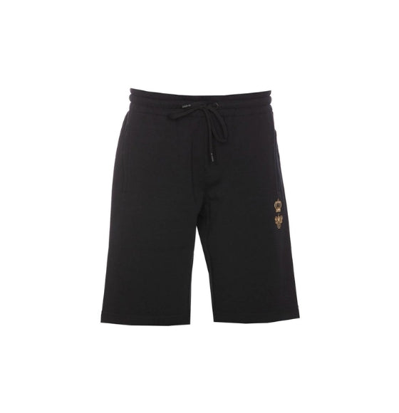 Black DG Crown & Bee Embroidered Jogging Bermuda
