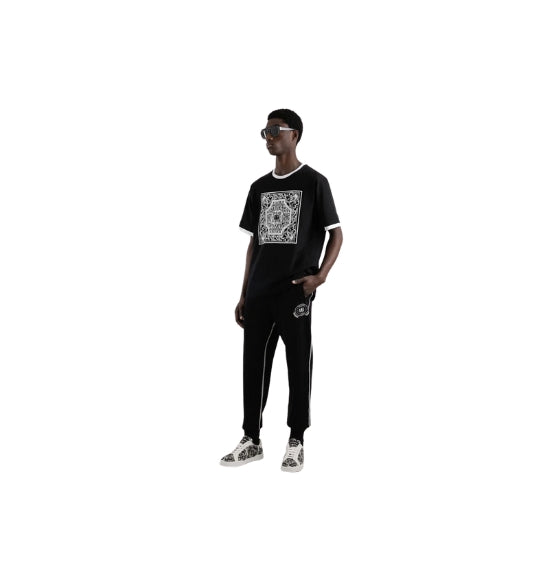 Black DG Logo Embroidered Drawstring Jogger Pants
