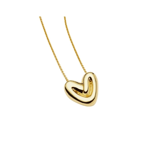Gold Puffy Heart Pendant Necklace