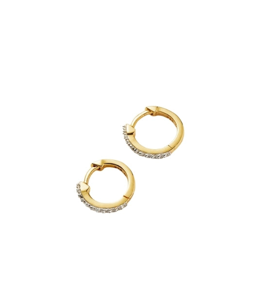 Gold Classic Round Zirconia Pave Huggies