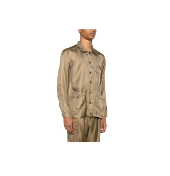 Khaki Silk Twill Shirt