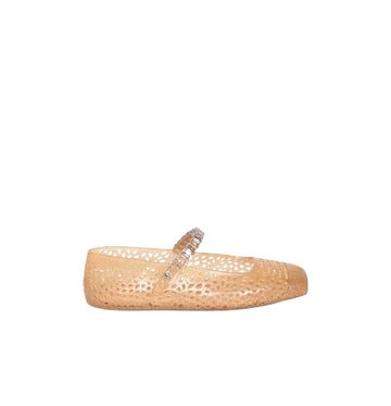 Toffee Beige Crystal-embellished The Jelly Ballerinas